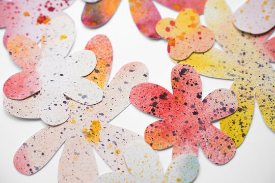 Handmade Watercolor Flowers with Ink Splashes