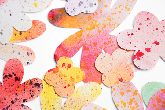 Macro View of Painted Paper Flowers