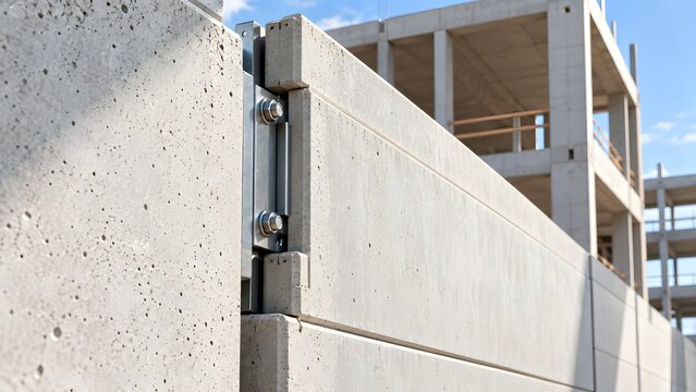 Precast Concrete Wall Panels Joined with Metal Structural Connector