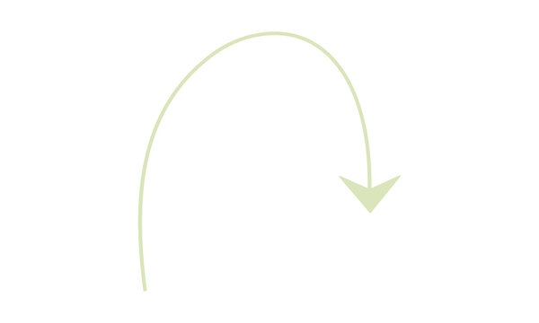 Solid light green curved arrow pointing down for guidance and creative element.