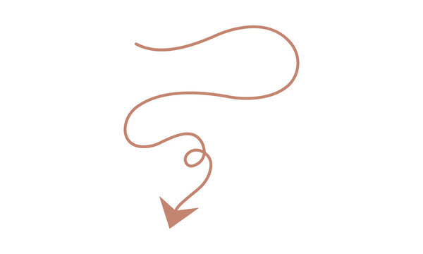 Solid arrow curves downward with a tight spiral, representing a sharp decline or a cyclical downward trend for infographics.