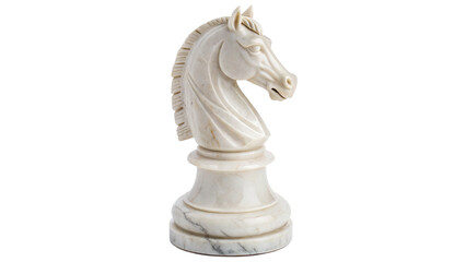 Classic white marble chess knight piece strategy achievement leader icon isolated on transparent background © Lewis
