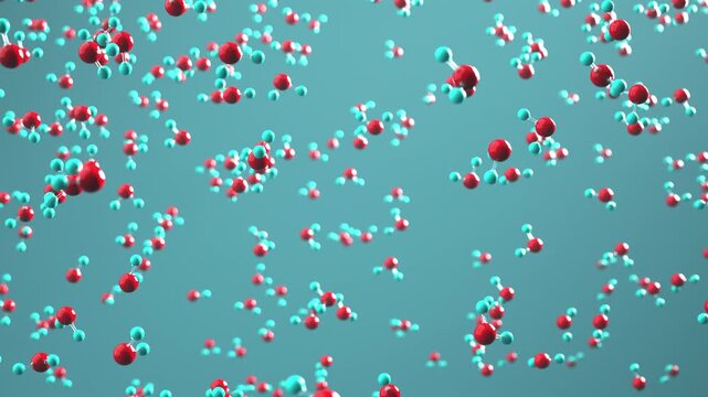 Water molecules H2O in the cyan environment. ProRes 4444.
