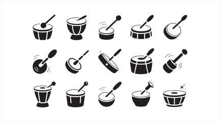 Fototapeta premium Drums and Percussion Instruments Outline Set