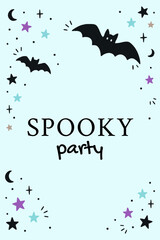 halloween party invitation, simple and minimal halloween happy greetings card with bats, halloween vector illustration © Muhammad