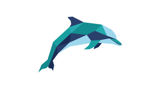 Geometric Dolphin Jumping Isolated Low Poly Art