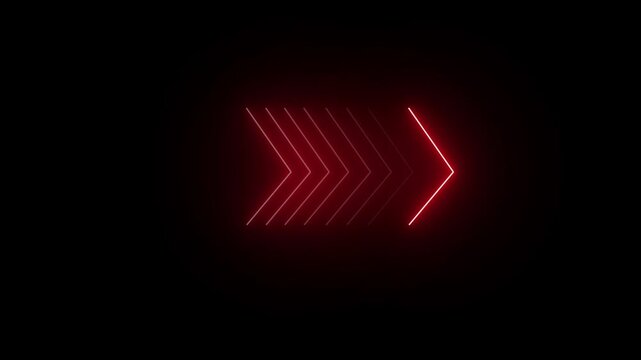 Bright red neon glowing chevron arrows on black background a stylized graphic featuring multiple bright arrow shapes