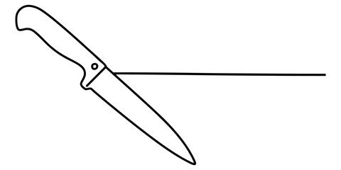 Obraz premium Continuous line drawing of kitchen knife isolated on white background representing culinary art and cooking tool utensil.