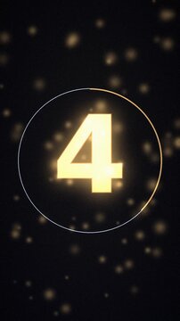 New Year Countdown Timer, Gold 10 to 1 Numbers, Vertical Video