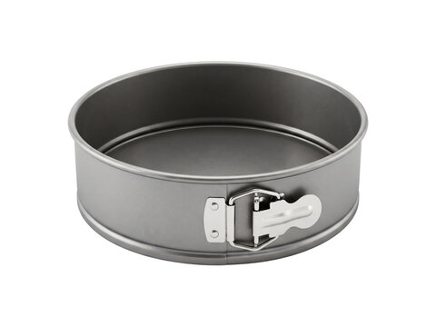 Stainless steel springform pan with removable bottom and side lock transparent background