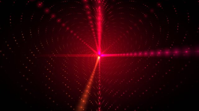 Ruby red heart tunnel background with glittering crimson light beads, passionate 3d perspective vortex loop for romantic wedding video, 4k digital stage video presentation backdrop displays   