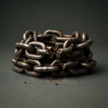 Freedom and liberation concept broken metal chain links end of oppression release from bondage breaking free from constraints and limits