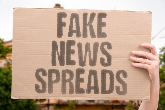 "Fake news spreads" False stories race across feeds. FAKE. NEWS. FEEDS. SHARING. RUMORS.