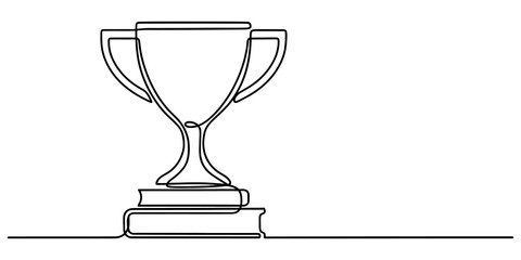Trophy cup on stacked books icon black continuous line drawing illustration for academic achievement and excellence award. © etiy