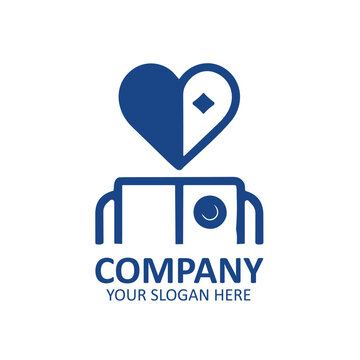Minimalist blue vector logo design featuring a stylized heart icon integrated with camera lens elements suitable for professional photography business branding identity and creative studio services