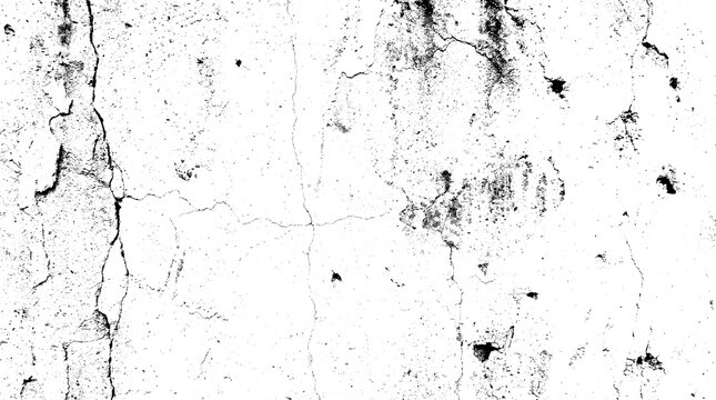 Cracked concrete texture with dark spots on transparent background fractured worn distressed