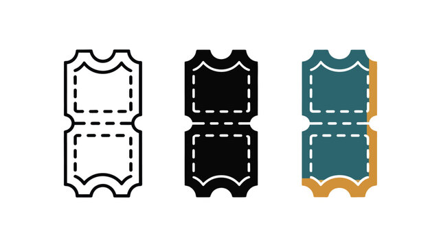 Set of vintage ticket icons showing different styles and designs