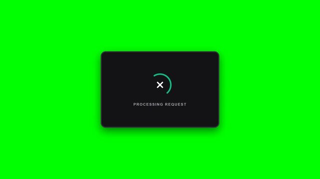 Digital interface loading card with a circular progress animation on a vibrant green screen background for easy chroma key editing