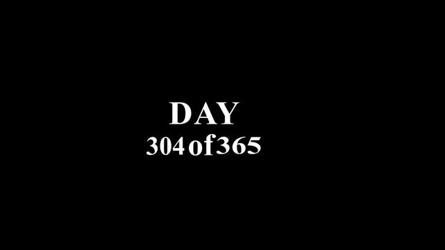 365 days countdown timer overlay, yearly progress counter, minimalist white text on black background, for time management, and milestone projects