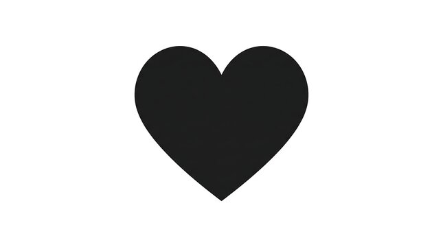 Minimalist black heart icon, simple romance and love symbol on white background, modern flat design graphic element