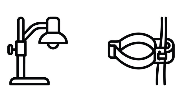Desk lamp clamp vector line art icon illustration isolated on white background