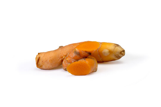 Turmeric rhizome whole and cut out white