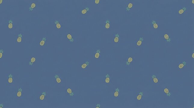 Bright Tropical Pineapple Pattern on Blue Background