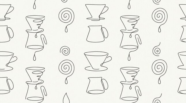 Pattern of Minimalist Coffee Brewing Icons and Elements