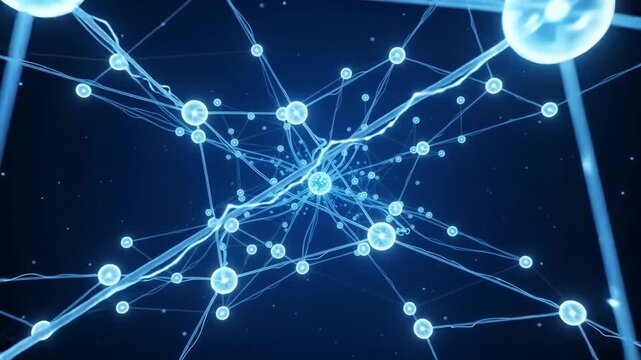 Neural Network Connecting Glowing Nodes in Dark Space