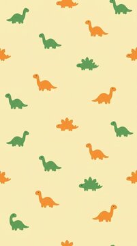 Colorful Cartoon Dinosaurs on Soft Yellow Background