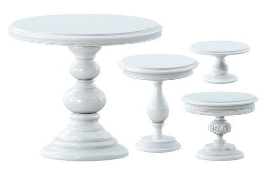 Group of white painted wooden decorative cake stands and display tables with cake stand white table pedestal table dessert table pastry stand