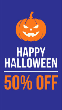 Halloween sale banner with pumpkin
