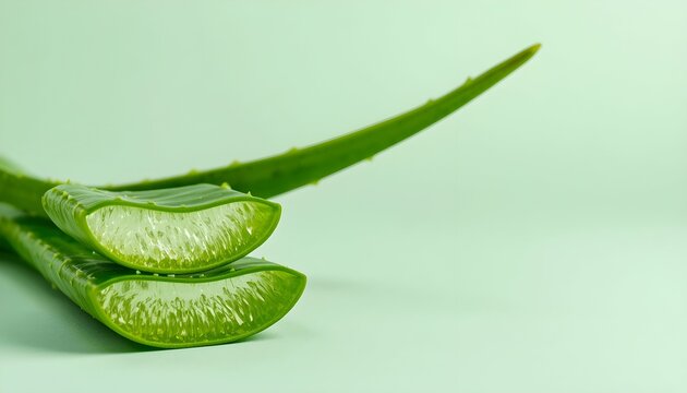 Fresh aloe vera leaf cuttings showcasing gel for skincare and