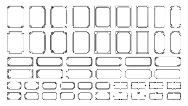Simple double line frame collection, geometric rectangular borders and blank vertical templates for certificates, documents, invitations, labels, photo layouts, wedding stationery and elegant design