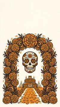 D&Atilde;&shy;a de muertos floral design in modern commercial stock setting