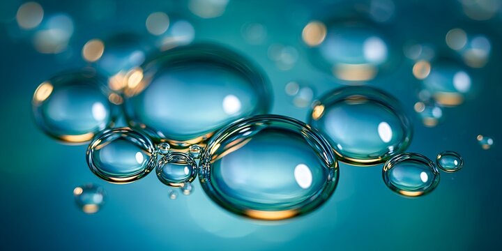 Softly glowing bubbles float in a soothing blue environment