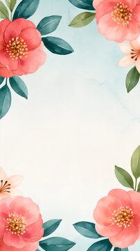 Pink camellia blossoms with lush green leaves