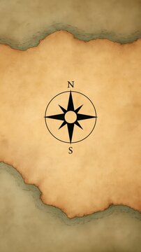 Vintage map fragment with compass