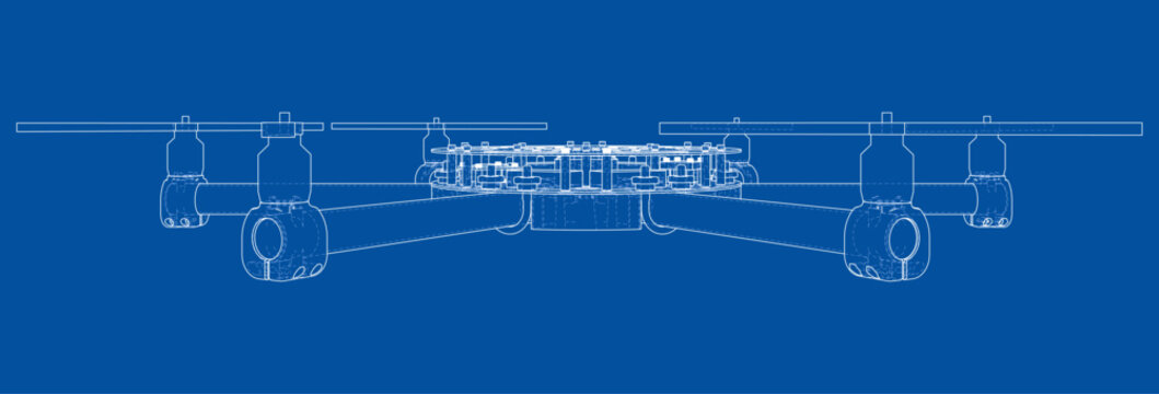 drone blueprint illustration. Vector