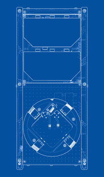 blueprint of mechanical device design. Vector