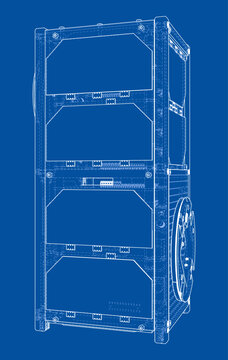 industrial storage unit blueprint. Vector