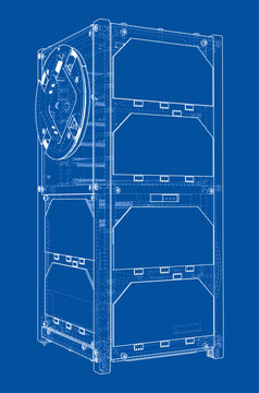 blueprint of modular storage unit. Vector