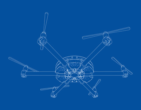 drone blueprint illustration. Vector