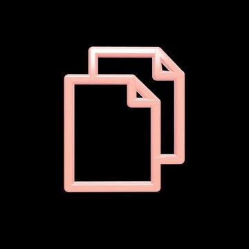 A 2x2 grid of glowing neon pink copy document icons displayed against a dark background, showcasing clean minimalist interface elements with a futuristic design aesthetic and smooth looping animation.