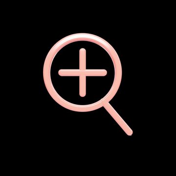 Four glowing pink zoom in magnifying glass icons repeat against a sleek dark background in this clean digital interface animation, representing search tools and magnifying functions for web apps