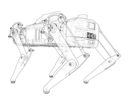 robotic dog outline illustration. Vector