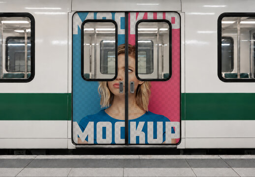 Subway Train Door Advertising Mockup