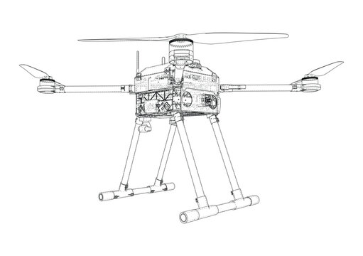drone illustration wireframe design. Vector