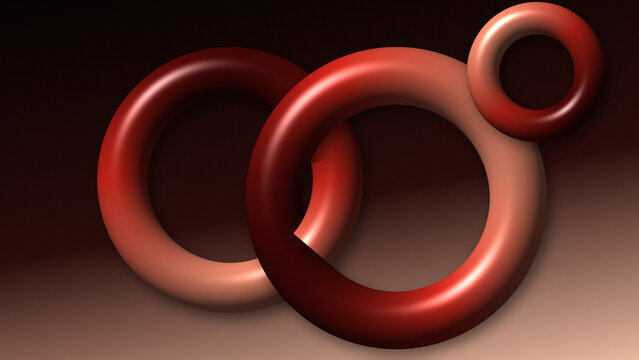 Glossy red interlocking gradient rings
