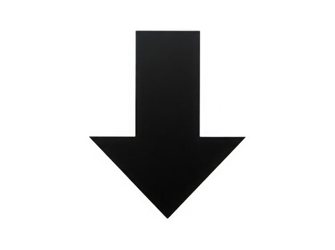 Black arrow pointing down isolated on transparent